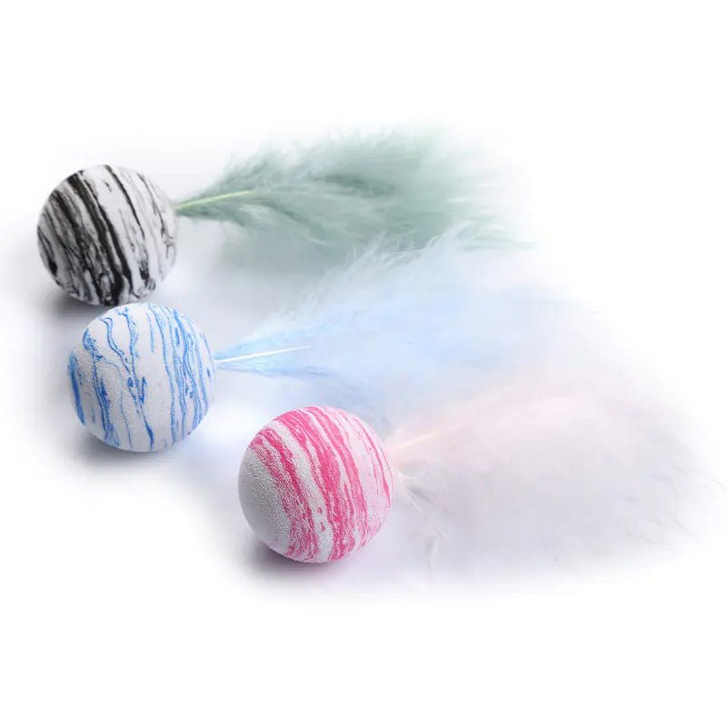 Interactive EVA Starry Sky Cat Toy Ball with Feathers