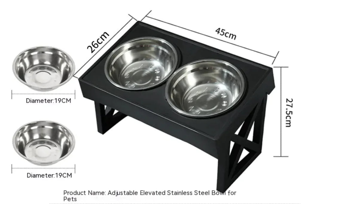 Adjustable Elevated Slow-Feed Dog Bowl