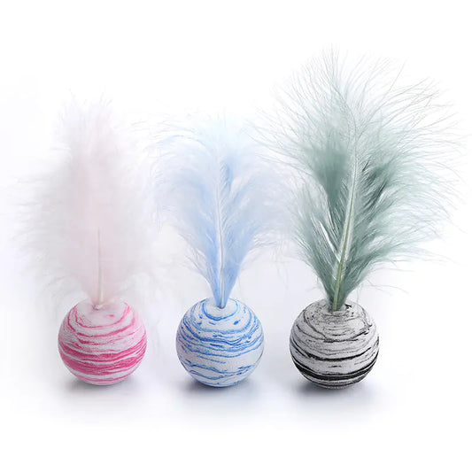 Interactive EVA Starry Sky Cat Toy Ball with Feathers